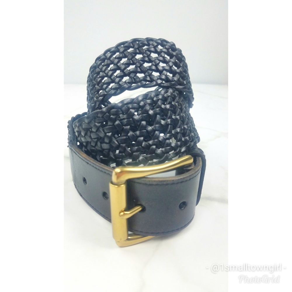 Talbots belt woven leather belt black
